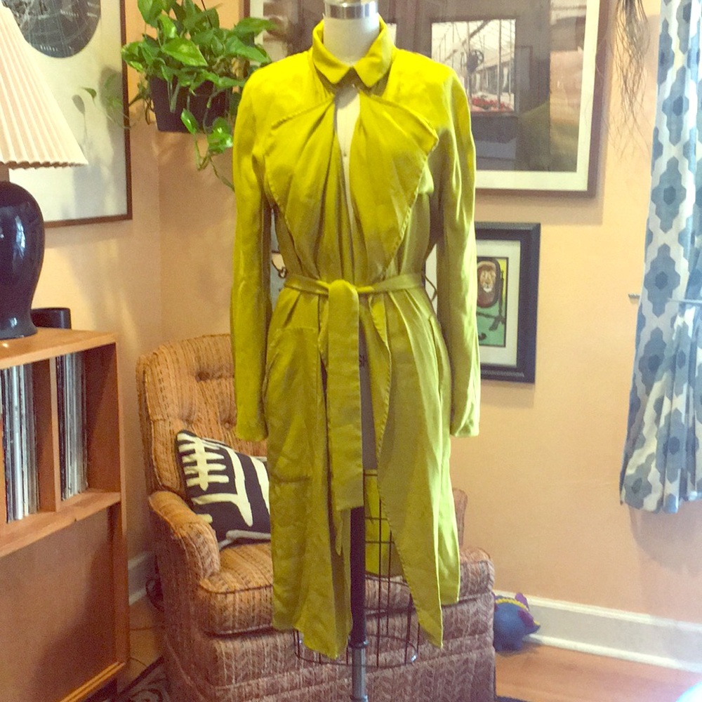 Zara Chartreuse Trench Coat